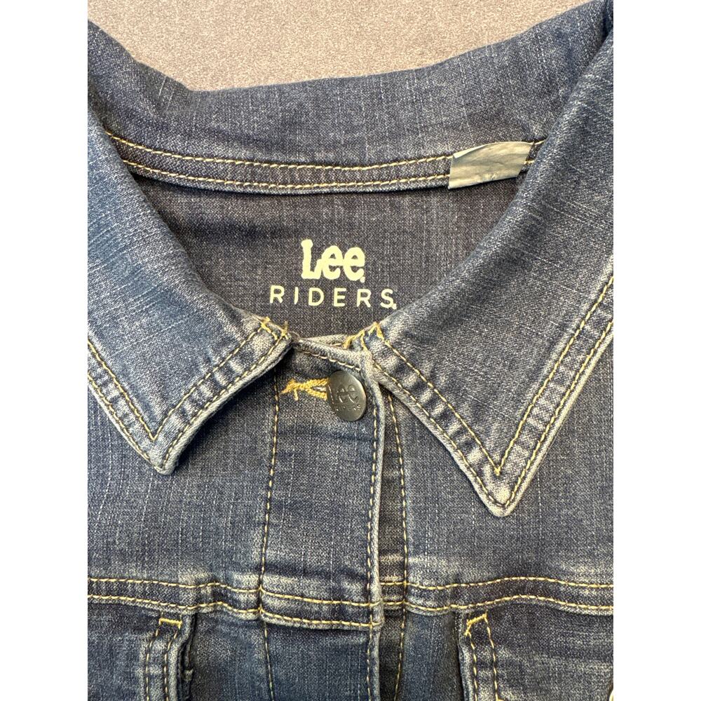 Lee Riders Women’s Denim Jacket Size Large Medium Wash Button Up - Picture 4 of 12